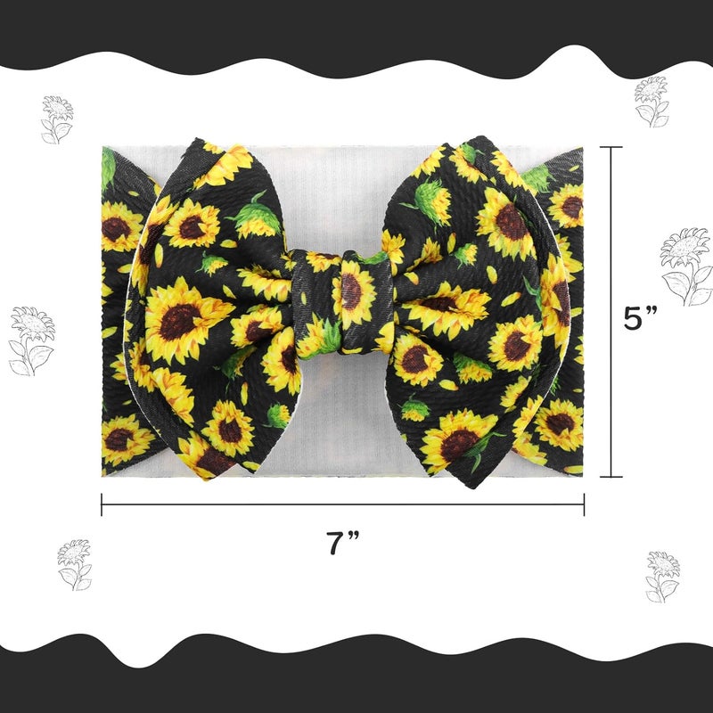 ONENINEDREAM 7’’ Yellow Bows for Baby Girls Sunflower Girl Headbands Baby Bow Summer Outfits Hair Accessories for Newborn Infant Toddler Clothes - Image 4